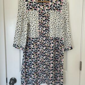 Boden Multicolor Floral Long Sleeve Shift Dress